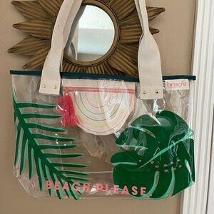 Benefit Beach Please Plastic Palm Trees Colorful Tote Bag